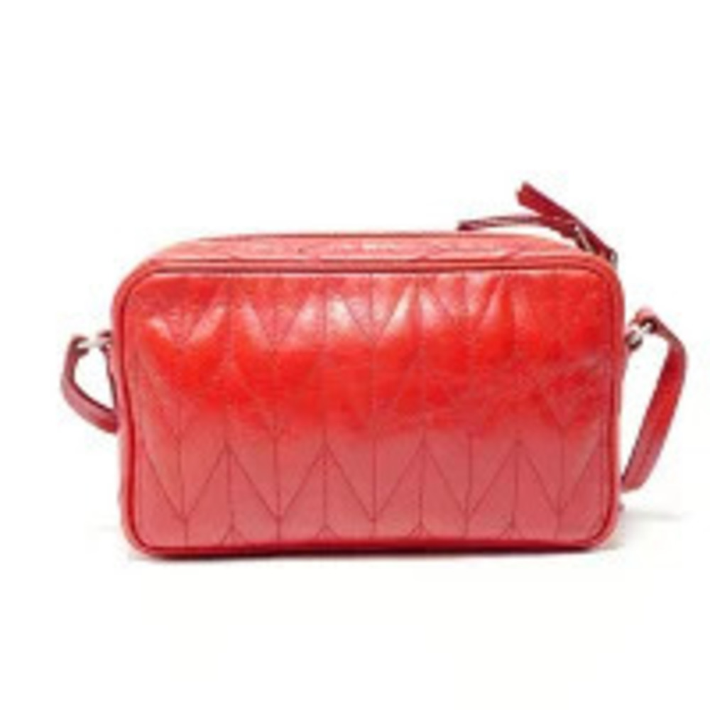 Miu Miu Leather Matelasse Shoulder Bag Red